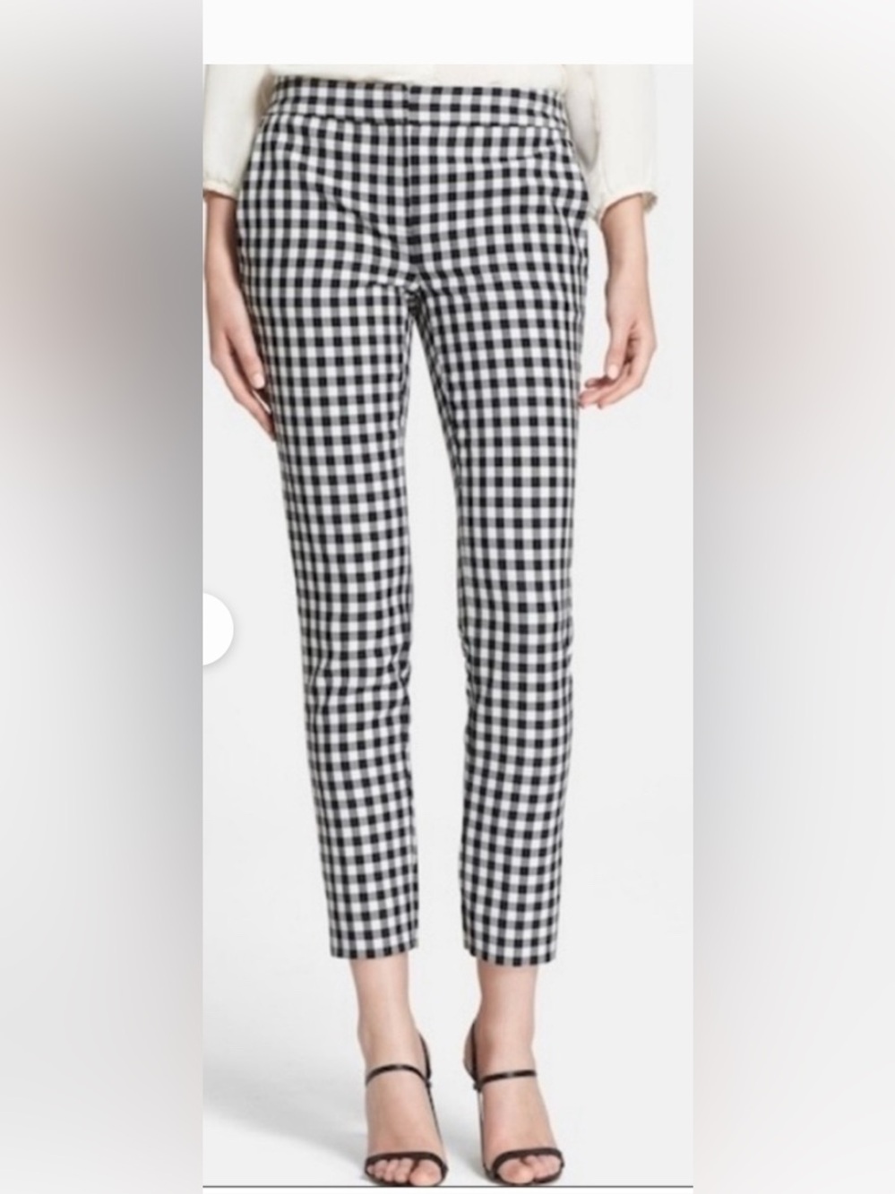 Diane Von Furstenberg Black & White Gingham Slim Cropped Pants, size 10
